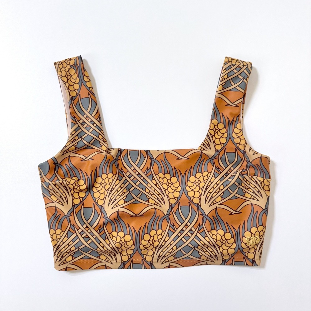 Albion Fit Golden Hour Olivia Swim Crop *TOP* XS Orange Square Neck Active
